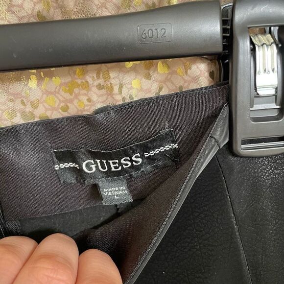 Guess By Marciano High Waisted Myera Reflective Wet Look Black Pants Large - Picture 5 of 12